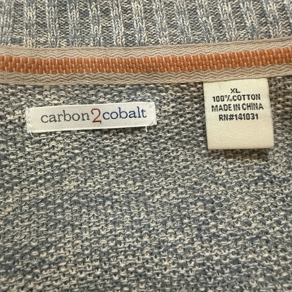 Carbon2Cobalt‎ Mens XL Grey/Blue Knit Long Sleeve 1/4 Zip Sweater Pullover